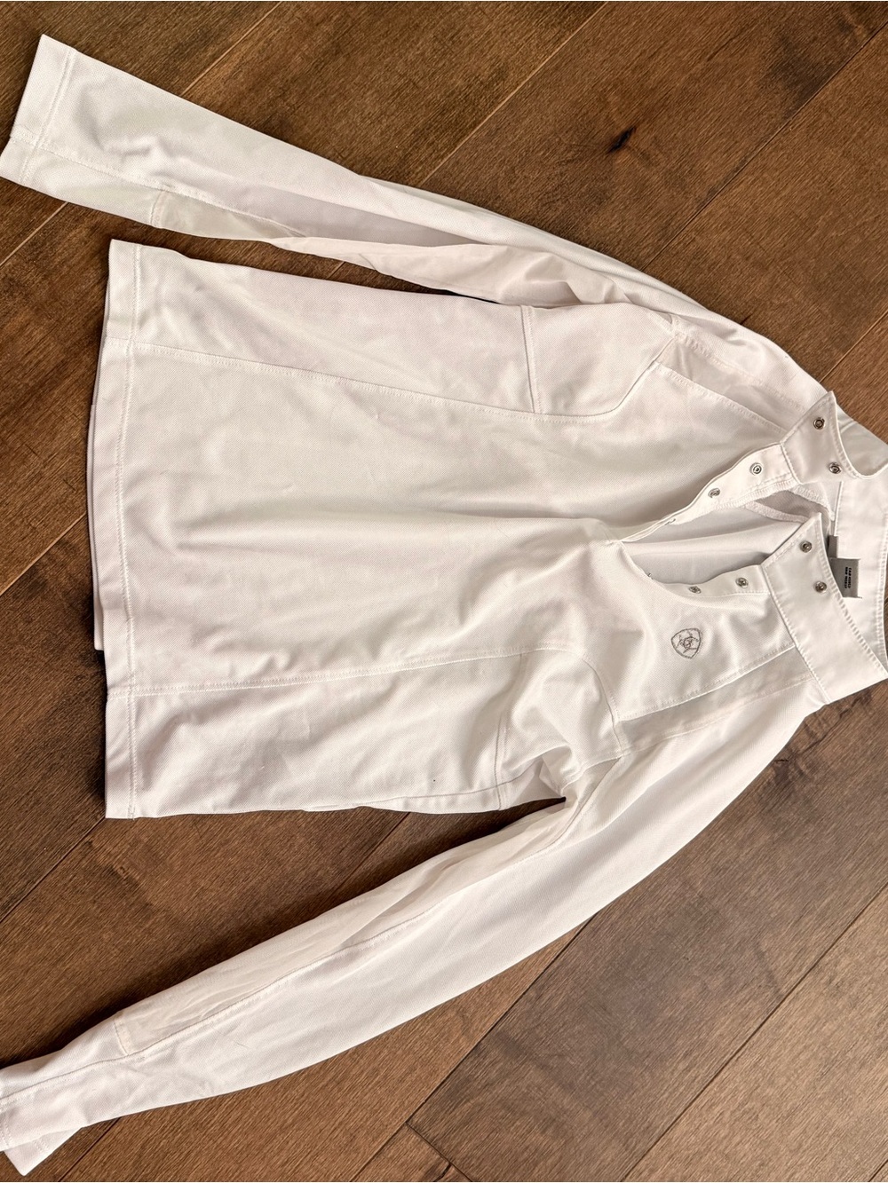 White Long Sleeve Snap-Front Equestrian Show Top